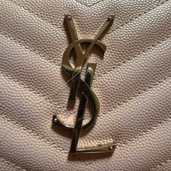 YSL Laurent Pink Sakura Chevron Zippy Continental Wallet SHW Full Set - Picture 6 of 8